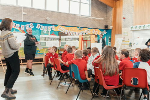 Pupils at Ysgol Llanybydder engaging in  environmental activities