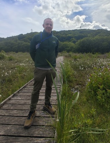 Adam, a Trydan project manager, at Crymlyn Bog